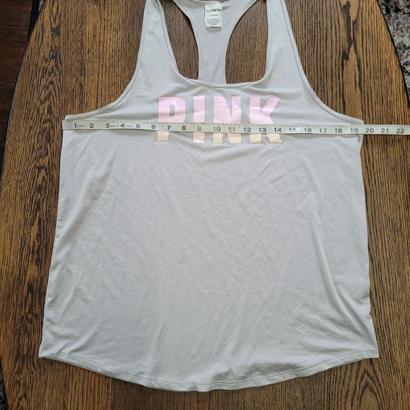 Pink Victoria's Secret Active Gray Logo Racerback Tank Top Size Women's Medium - Picture 10 of 15